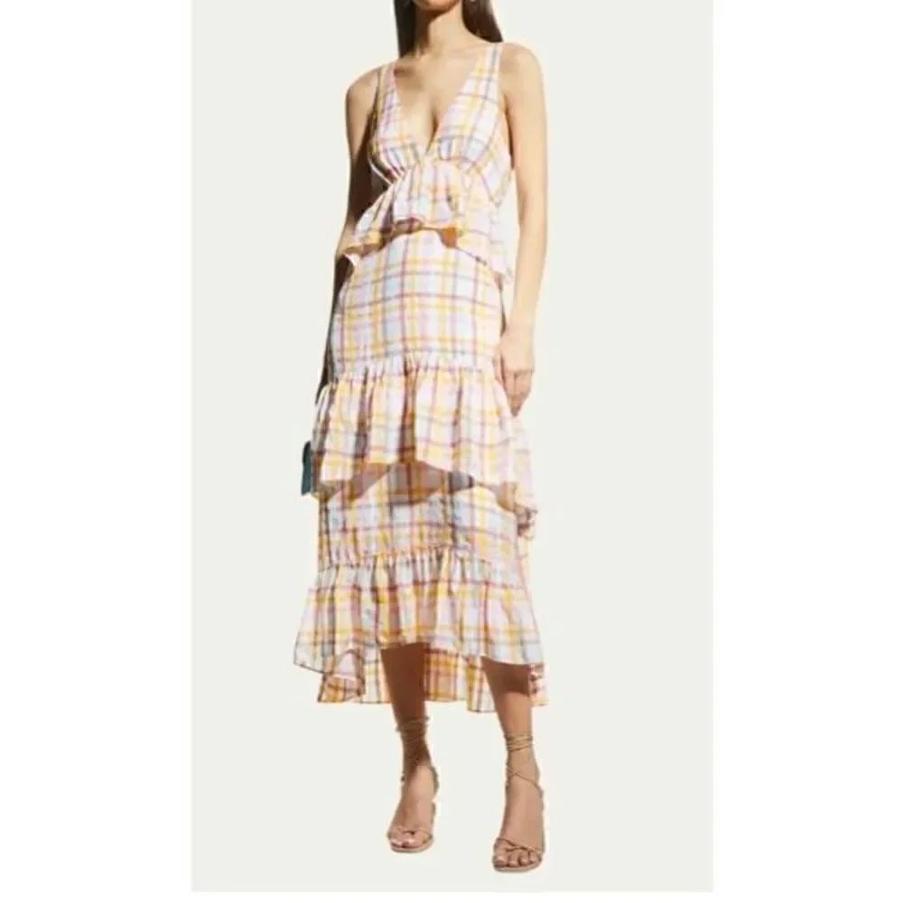 Cinq a Sept Astor White Multi Tiered Multi Dress NWT Size 14